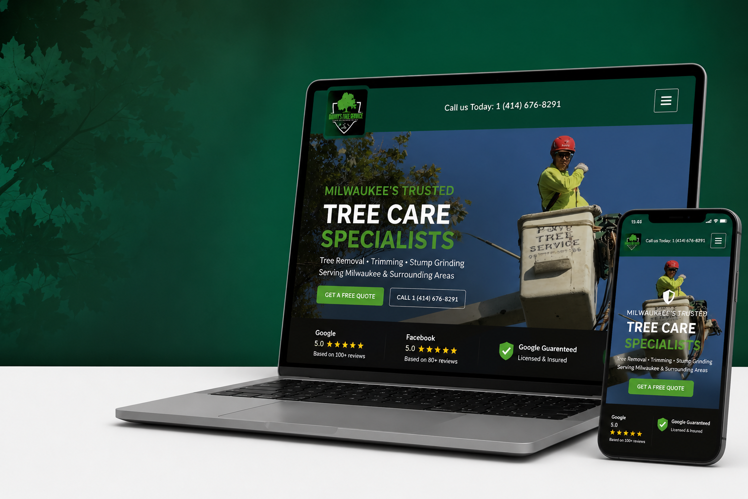 Professional website displayed on laptop and smartphone
